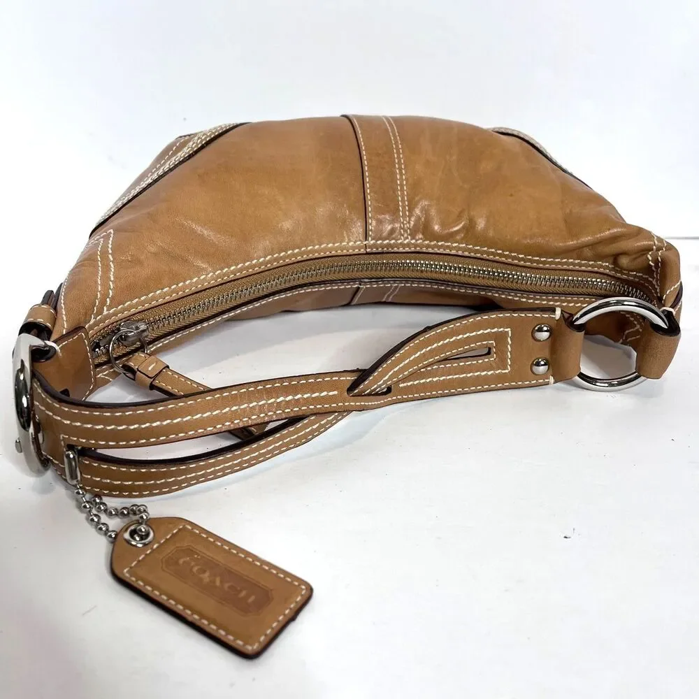 Coach Tan Burnished Leather Soho Boho y2k Medium Baguette Bag #10574